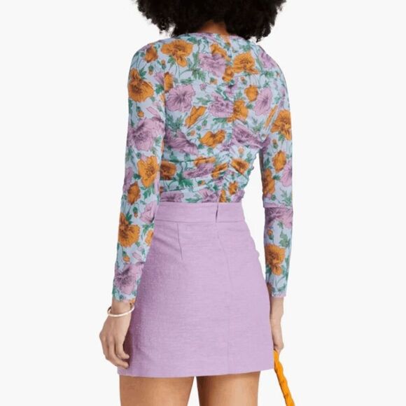 Veronica Beard Myrna Ruched Floral Tulle Top SZ 4 – Retail $348 - Picture 6 of 10